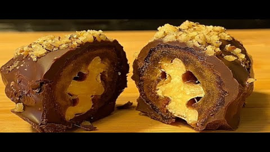 شکلات تلخ با خرما و گردو - حتماً امتحان کنید -آموزش انواع دسر جدید